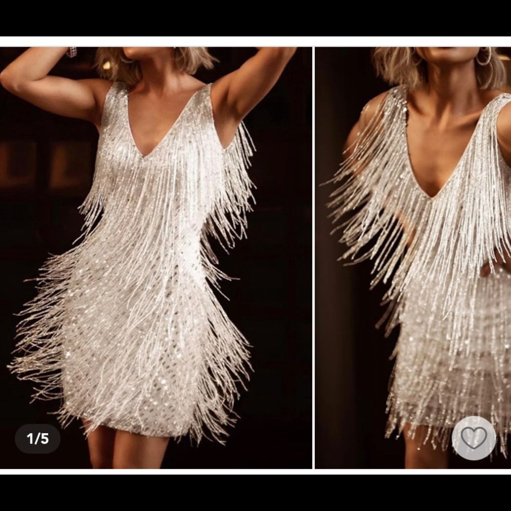 Lucy in the sky white fringe dress